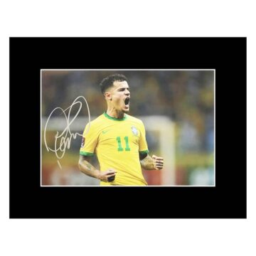 Signed Philippe Coutinho Photo Display - 16x12 Brazil Icon