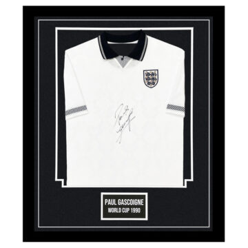 Paul 'Gazza' Gascoigne Signed England Italia 90 Replica Score Draw Shirt