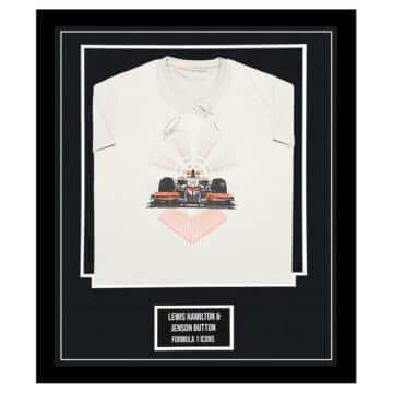 Signed Lewis Hamilton & Jenson Button Shirt Framed – Formula 1 World Champions