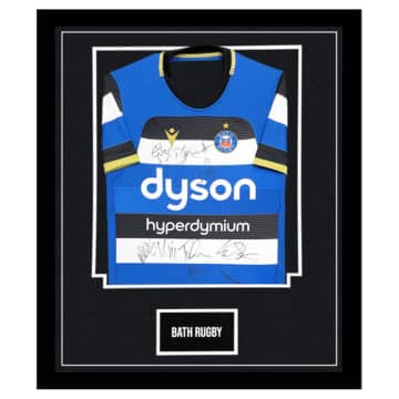 Signed Bath Rugby Home Framed Shirt - Premiership Squad Autograph
