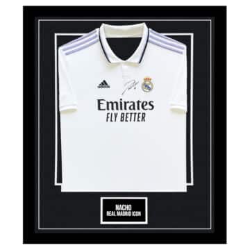 Signed Nacho Framed Shirt - Real Madrid Home 2023