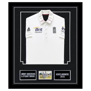 Signed Jimmy Anderson & Stuart Broad Framed Display Shirt - Ashes Winners 2015