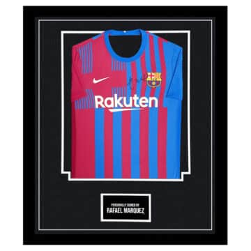 Framed Rafael Marquez Signed Shirt - FC Barcelona Autograph
