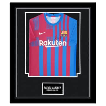 Signed Rafael Marquez Framed Shirt - FC Barcelona Icon