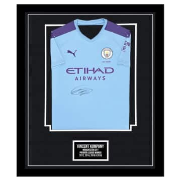 Signed Vincent Kompany Framed Shirt - 4 x Premier League Winner