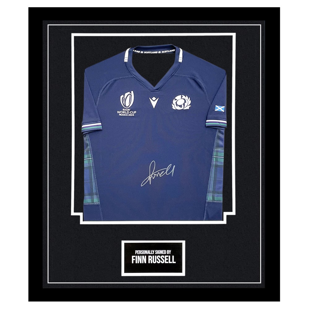Framed Finn Russell Signed Shirt - Scotland Rugby Autograph