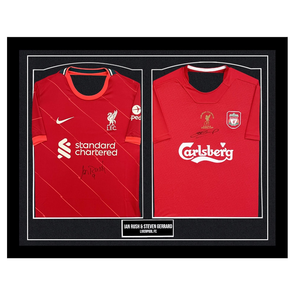 Framed Ian Rush & Steven Gerrard Signed Duo Shirts - Liverpool FC Icons