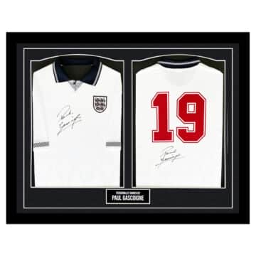 Framed Paul Gascoigne Signed Shirts - England Icon Autograph