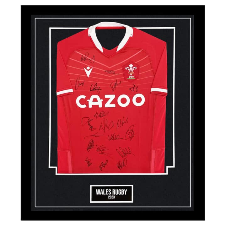 Framed Wales Rugby Signed Shirt - Squad Autograph 2023