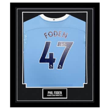 Phil Foden Signed Framed Shirt - Premier League Winner 2021