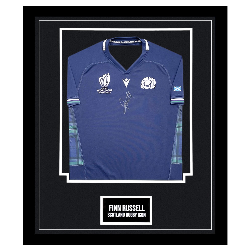 Signed Finn Russell Framed Shirt - Scotland Rugby Icon