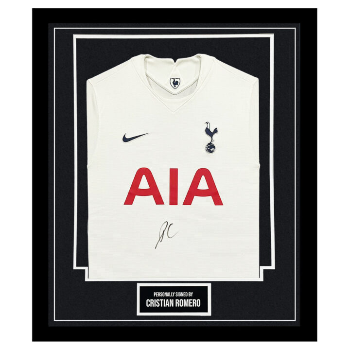 Framed Cristian Romero Signed Shirt - Tottenham Hotspur Autograph