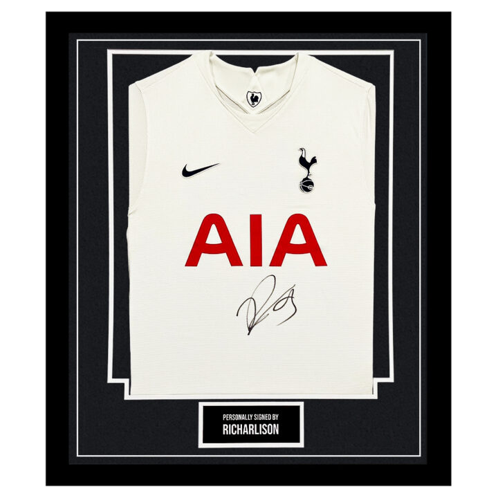 Framed Richarlison Signed Shirt - Tottenham Hotspur Autograph