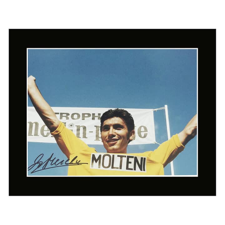 Signed Eddy Merckx Photo Display – 12×10 Cycling Icon