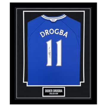 Signed Didier Drogba Framed Shirt - Chelsea Football Club Icon