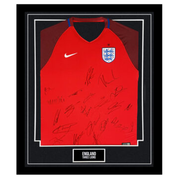 Signed England Framed Away Shirt - Rashford, Vardy & Alli Autograph