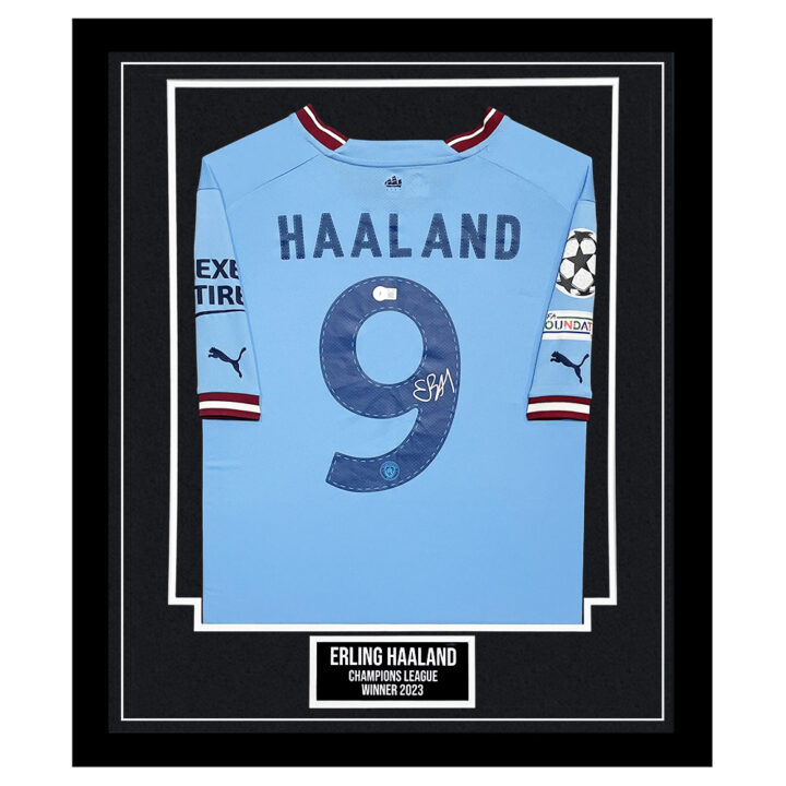Signed Erling Haaland Framed Shirt - Champions League Winner 2023 Autograph