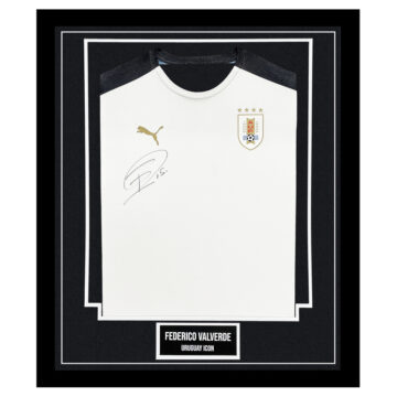 Signed Federico Valverde Framed Shirt - Uruguay Icon Autograph