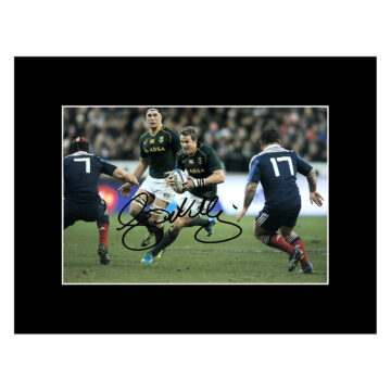 Signed Jean de Villiers Photo Display 16x12 - Springboks Icon