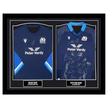 Signed Richie Gray Scotland Framed Duo Shirts - Six Nations 2023