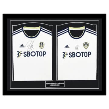 Signed Rodrigo & Brenden Aaronson Framed Duo Shirts - Leeds United Icons