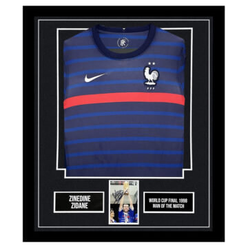 Signed Zinedine Zidane Framed Display Shirt - World Cup Final MOTM
