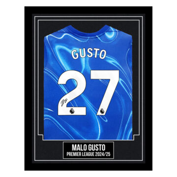 Malo Gusto Framed Signed Shirt - Premier League 2024/25