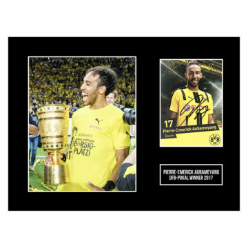 Signed Pierre-Emerick Aubameyang Photo Display 16x12 - DFB-Pokal Winner 2017