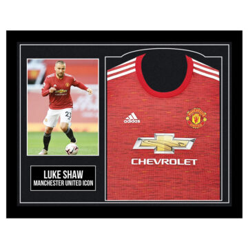 Framed Luke Shaw Signed Shirt - Manchester United Icon