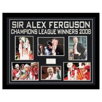 Autographed Sir Alex Ferguson Large Framed Display - Champions League Winners 2008
