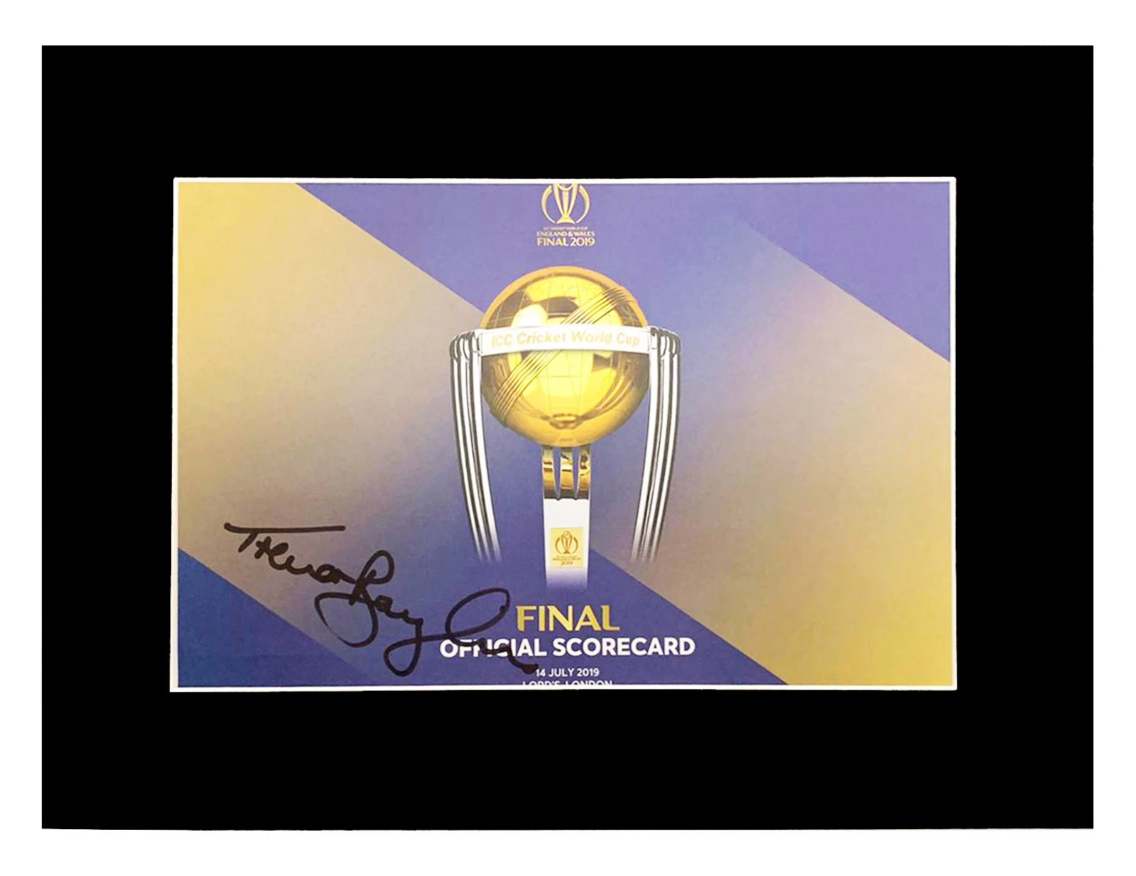 Trevor Bayliss Autographed Photo Display World Cup Final Scorecard