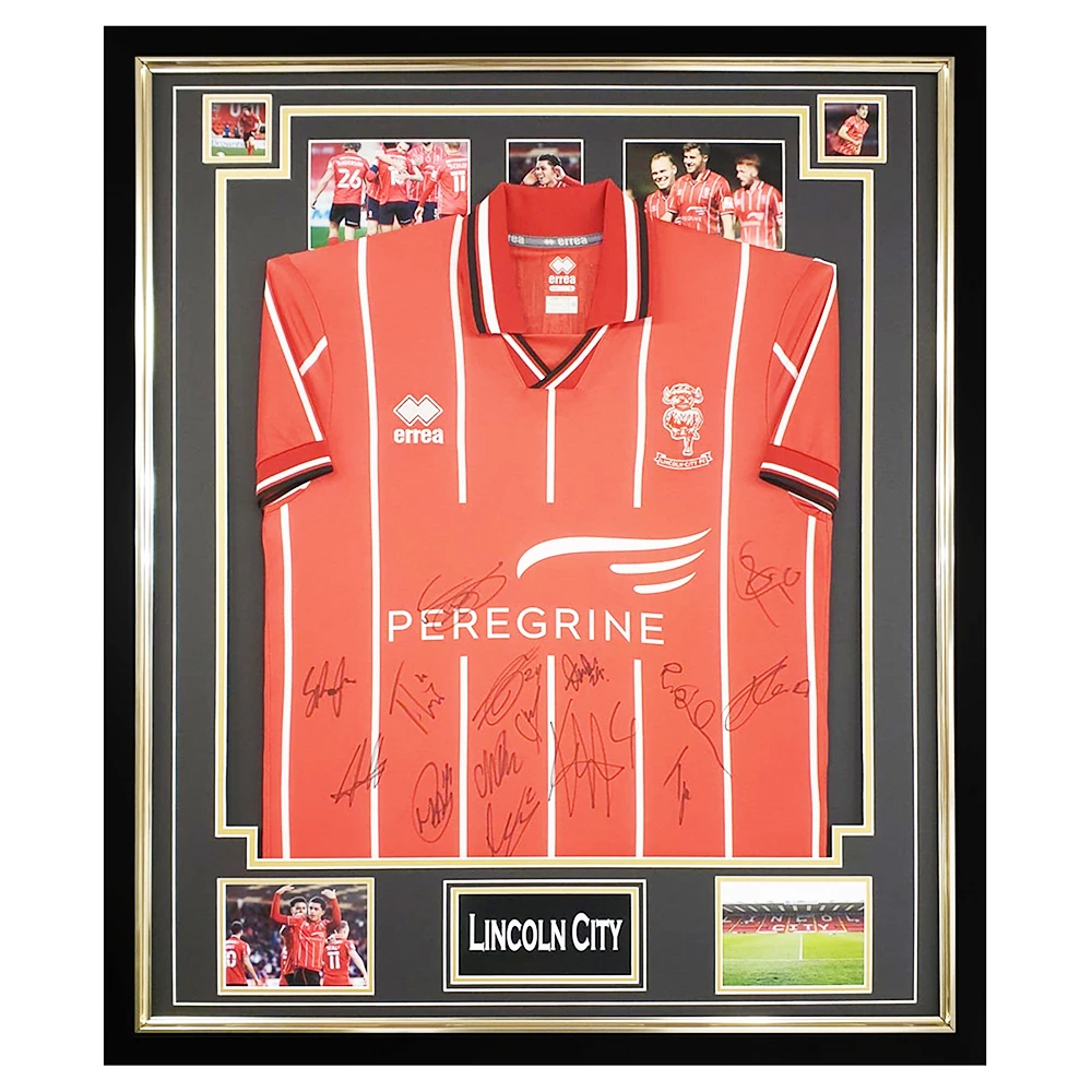 Signed Lincoln City Shirt Framed - League One Squad Jersey