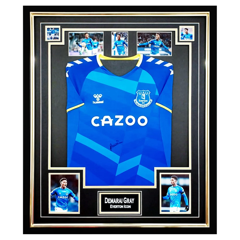 Signed Demarai Gray Shirt Framed - Everton Icon 2022 Jersey