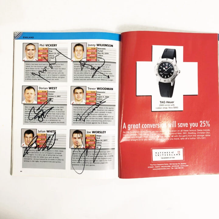 Signed England Rugby Programme - Rugby World Cup 2003