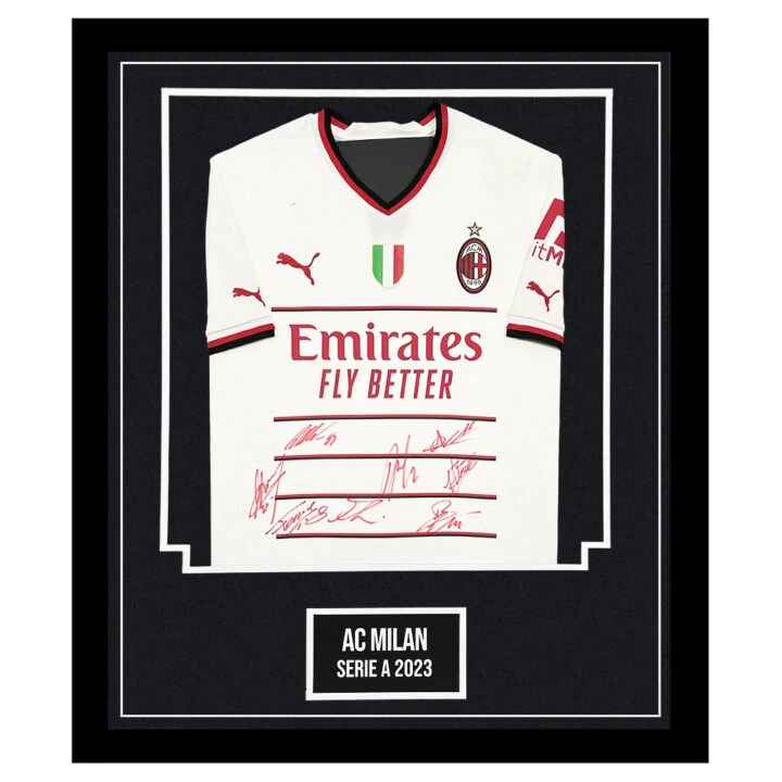 Signed AC Milan Shirt Framed - Serie A 2023 Jersey