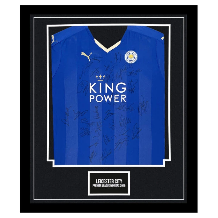 Signed Leicester City Shirt Framed - Premier League Winners 2016 Jersey