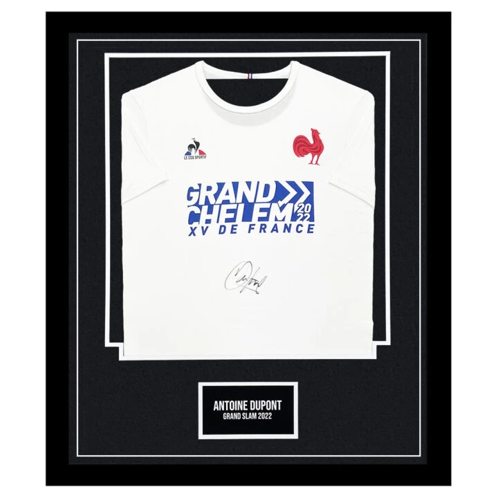 Signed Antoine Dupont Jersey Framed - Grand Slam 2022 Shirt
