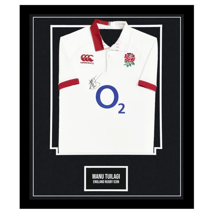 Manu Tuilagi Signed Jersey Framed - England Rugby Icon Shirt