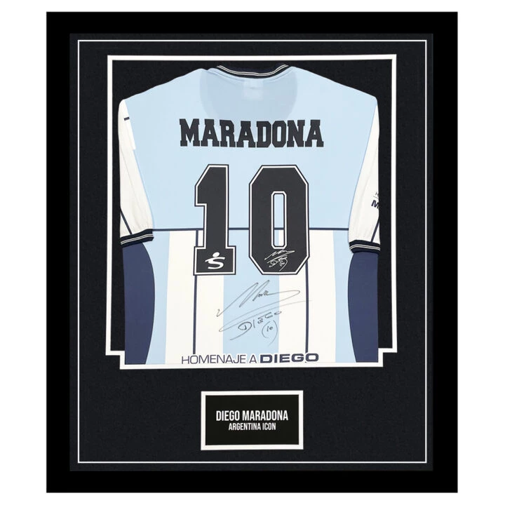 Diego Maradona Signed Shirt Framed - Testimonial Match Jersey
