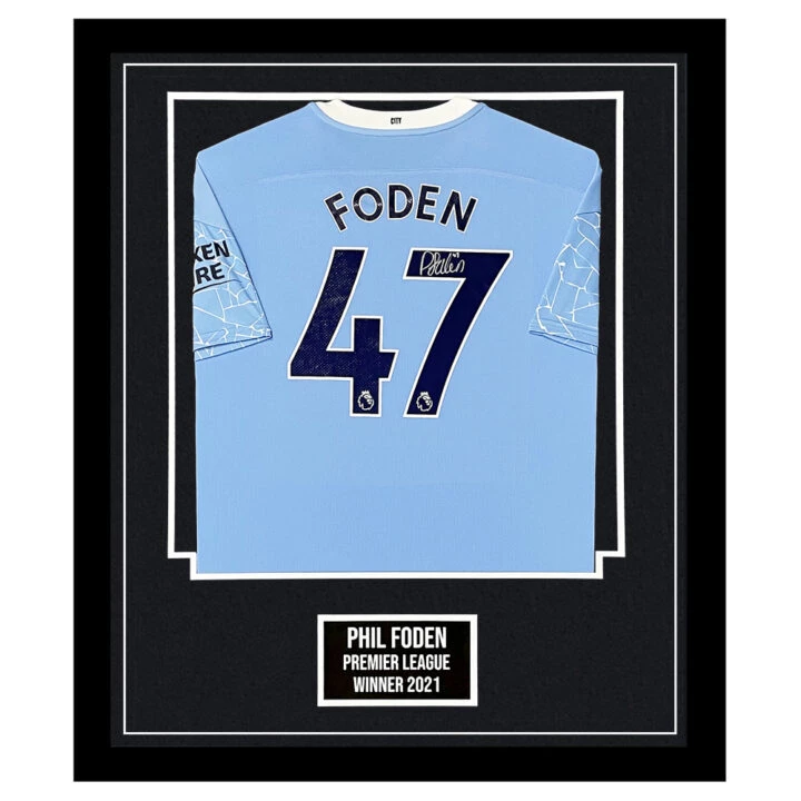Signed Phil Foden Shirt Framed - Premier League Winner 2021