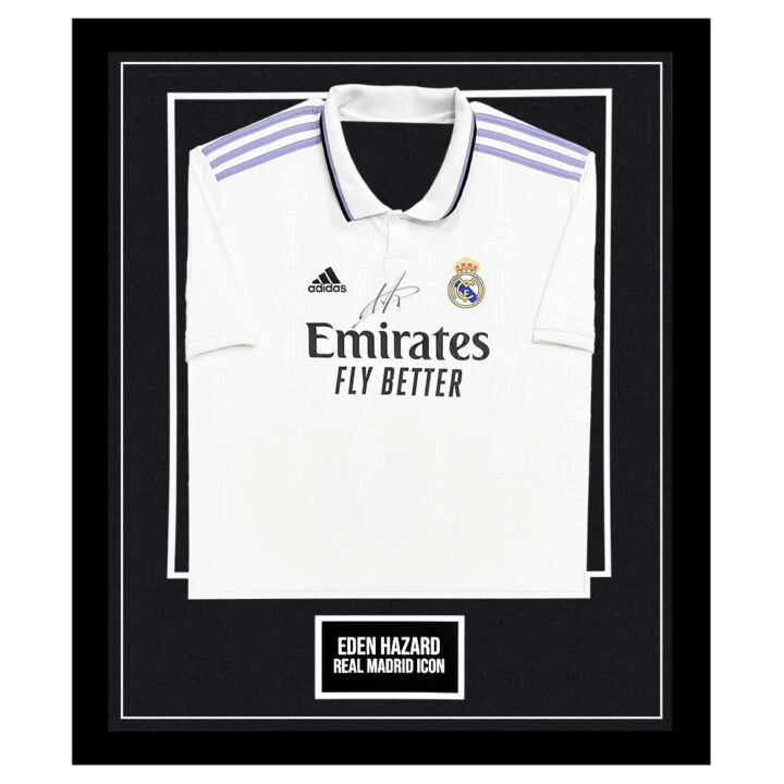 Signed Eden Hazard Framed Shirt - Real Madrid Home 2023
