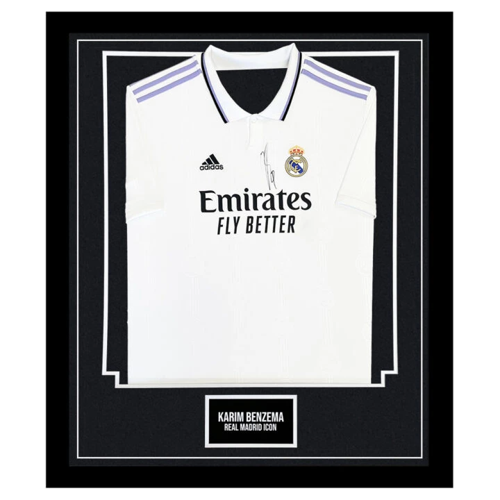 Signed Karim Benzema Framed Shirt - Real Madrid Home 2023