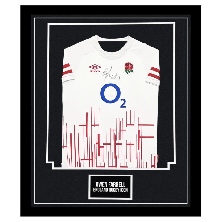 Signed Owen Farrell England Home Framed Shirt - Six Nations 2023