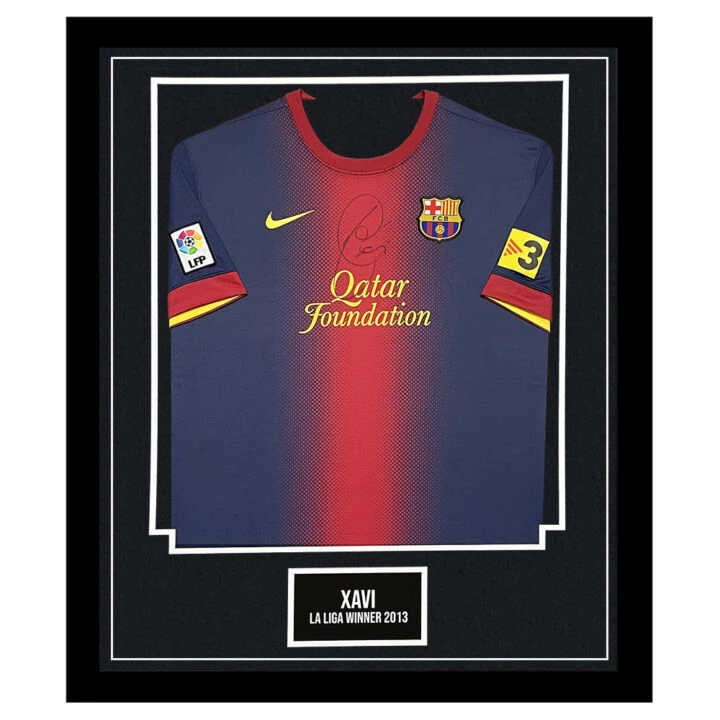 Signed Xavi Framed Shirt - La Liga Winner 2013