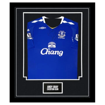 Signed Andy Gray Framed Shirt - Everton Icon Autograph