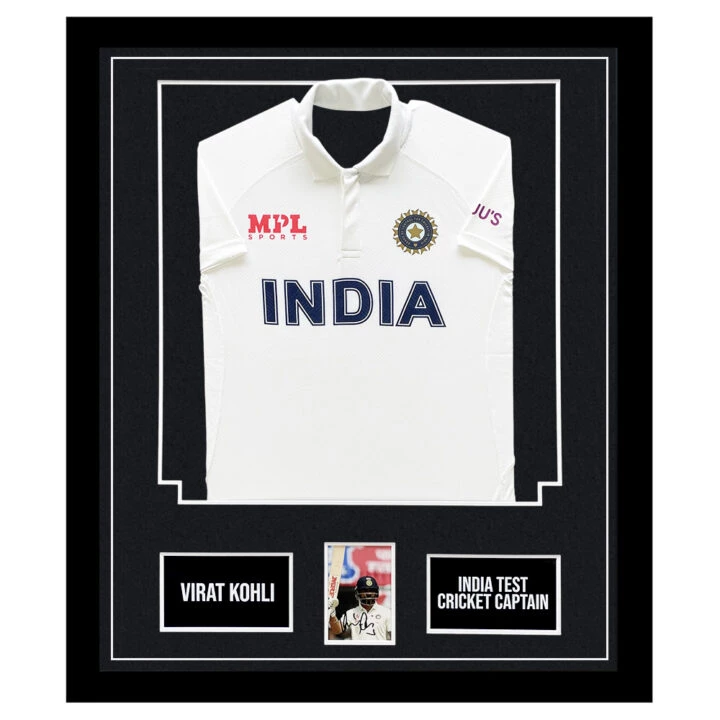 Signed Virat Kohli Framed Display - India Test Cricket Captain Shirt