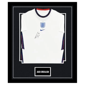 Jack Grealish Signed Framed Shirt - England Autograph