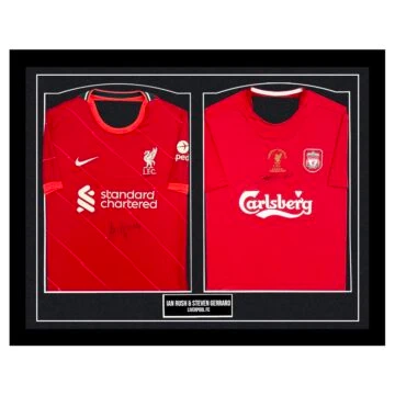 Framed Ian Rush & Steven Gerrard Signed Duo Shirts - Liverpool FC Icons