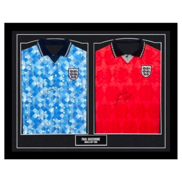 Framed Paul Gascoigne Signed Duo Shirts - World Cup 1990 Autograph