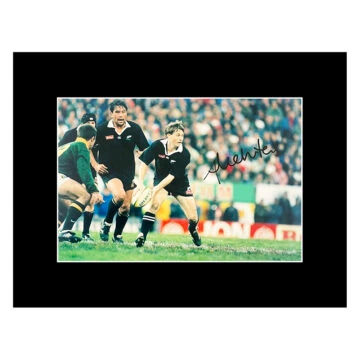 Autograph Andrew Mehrtens Photo Display 16x12 - All Blacks New Zealand